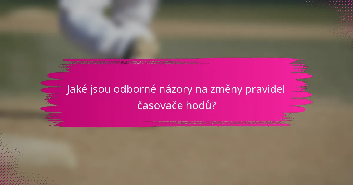 Jaké jsou odborné názory na změny pravidel časovače hodů?