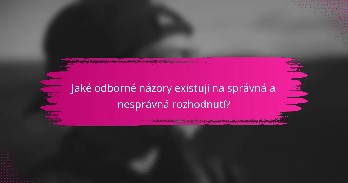 Jaké odborné názory existují na správná a nesprávná rozhodnutí?